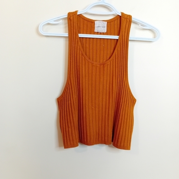 Urban Outfitters UO Silence +  Noice Mustard Ribbed Crop Tank Top Size Large - Picture 3 of 11